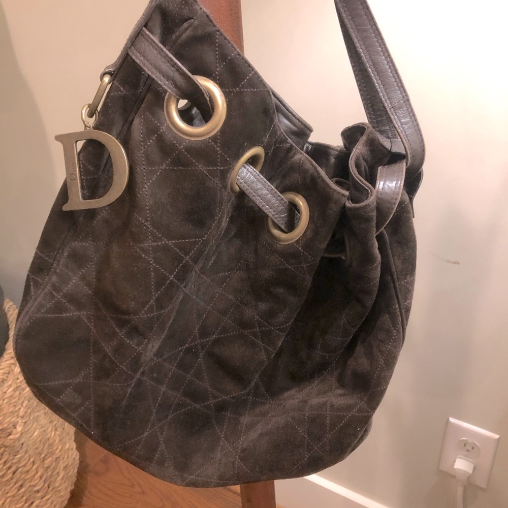 Dior brown suede tote or shoulder bag